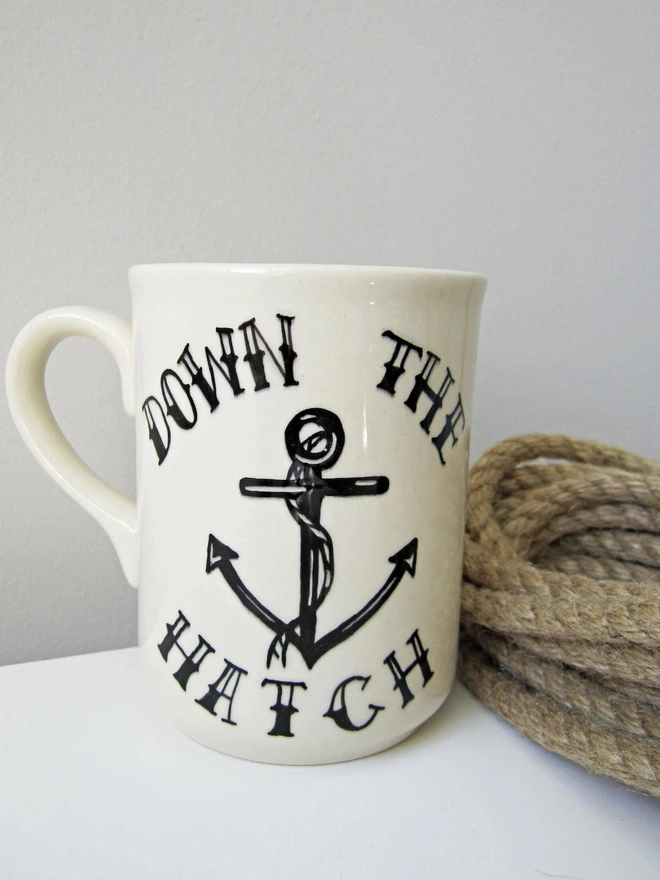 'Down the Hatch' Ceramic Anchor Mug