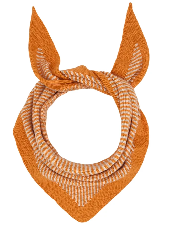 apricot & oatmeal stripe lambswool triangle scarf