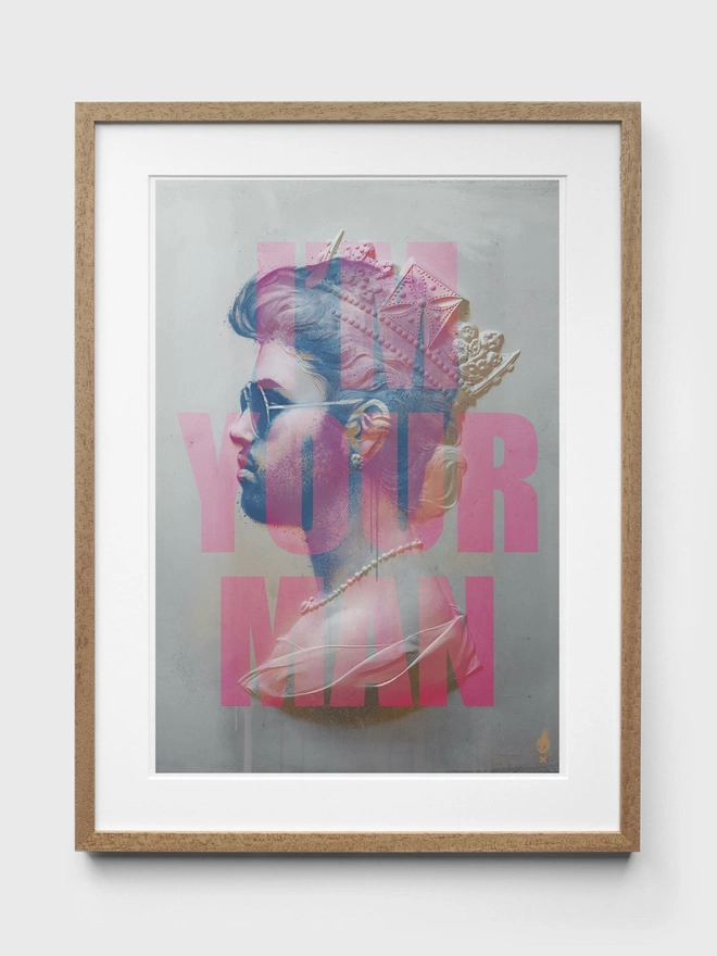 George Michael I'm Your Man Art Print - Oak Frame