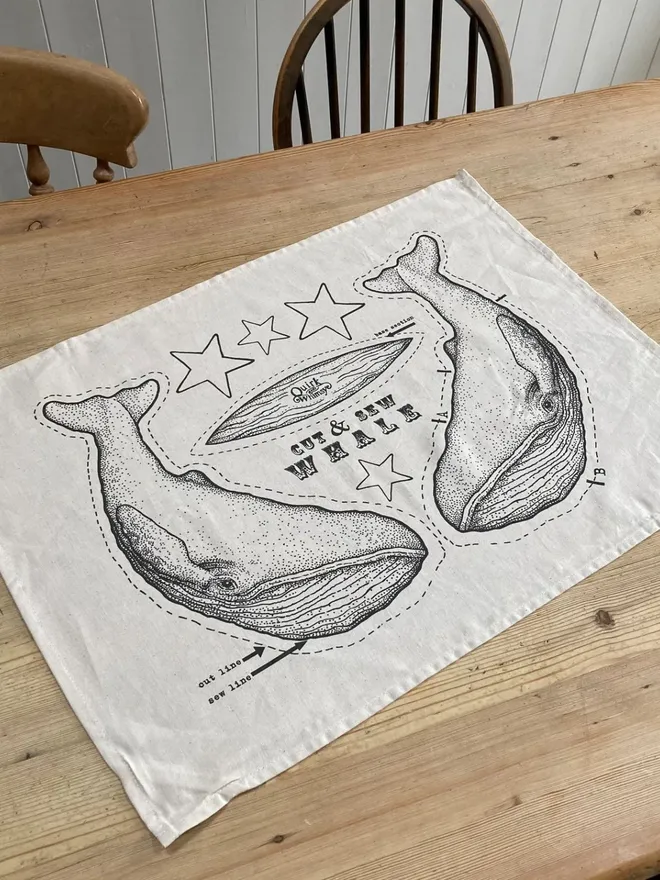 Whale Tea Towel or Cut & Sew