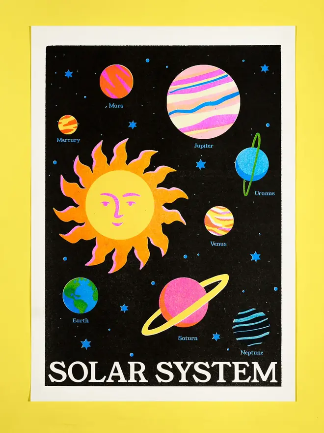 Solar System Risograph Print