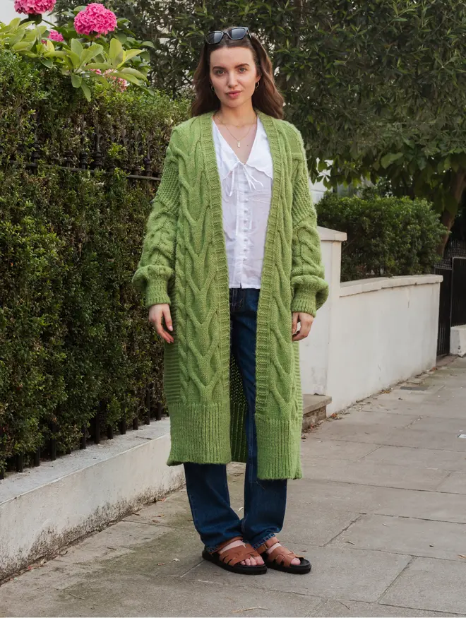 Alex Cable Cardigan Green