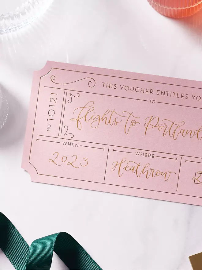 Personalised Calligraphy Golden Voucher