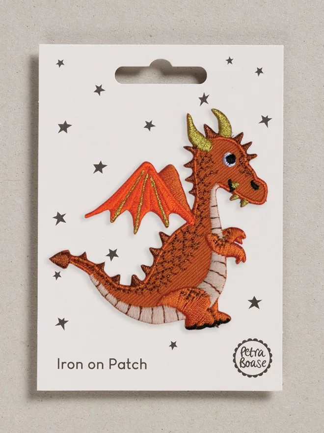 Dragon embroidered fabric iron on patch. 