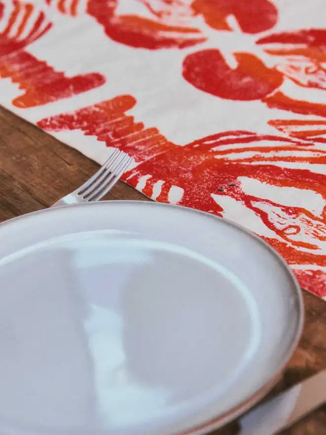 Orange and Red Lobster Table Runner