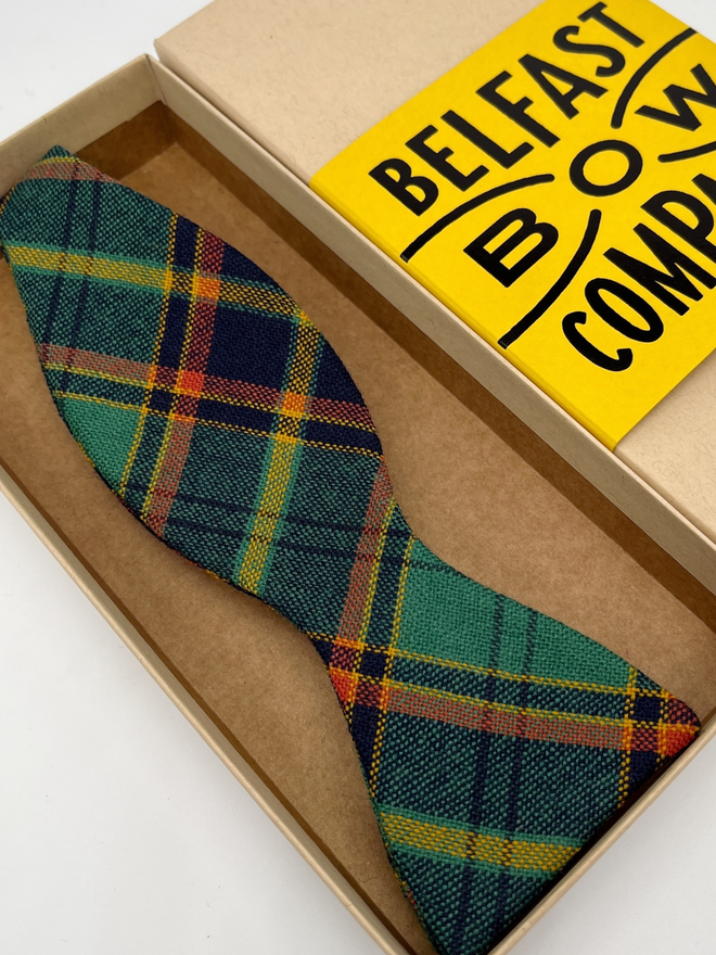 County Antrim Tartan Self-Tie handmade by the Belfast Bow Company