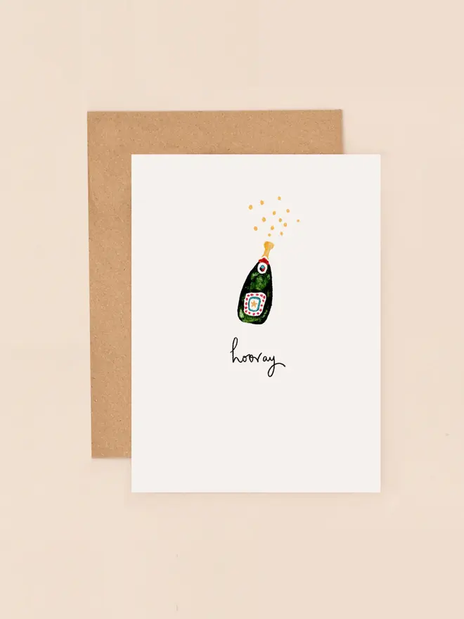 champagne hooray celebration mini greeting card