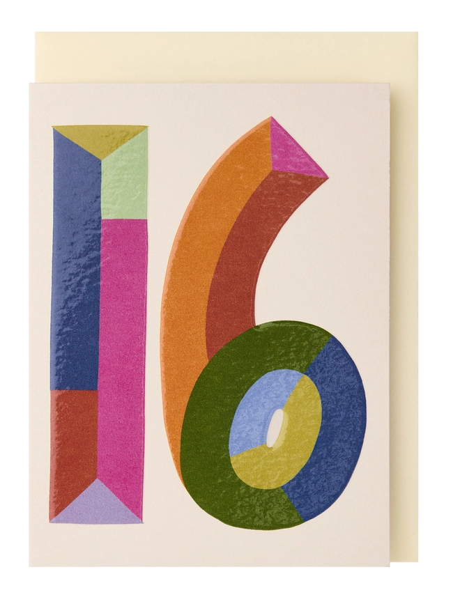 age 16 colour block mini greeting card