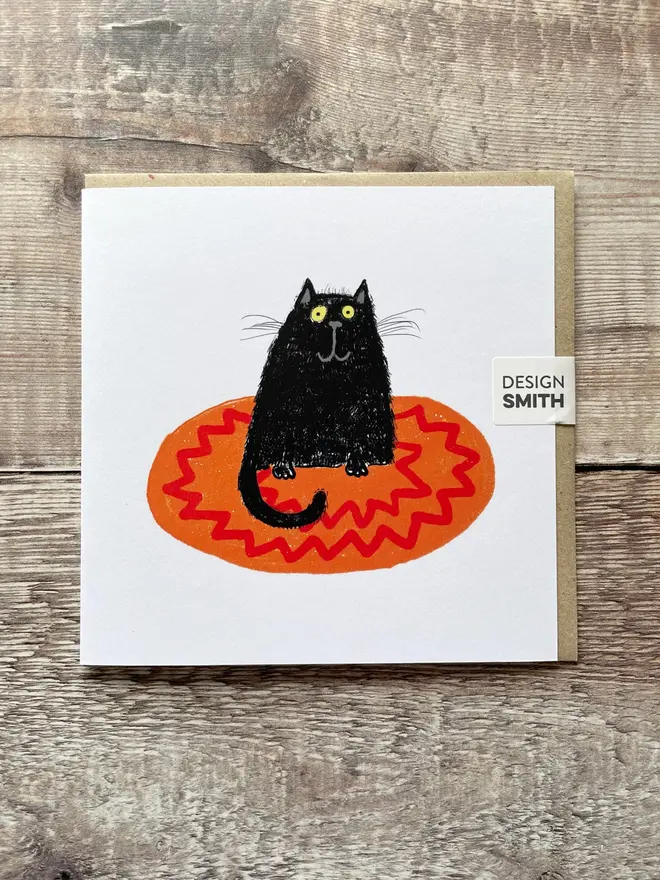 Cosmic Cat on a Cosmic Mat - Blank greeting card 