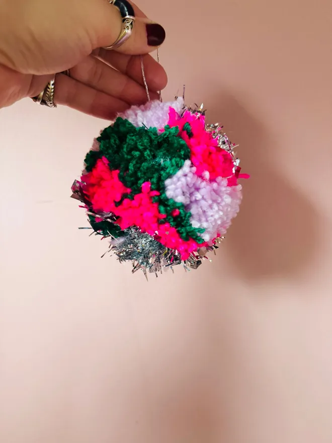 Christmas bauble Pom Pom bauble tinsel Pom Pom tinsel bauble disco Pom Pom bauble Christmas bright Pom Pom 