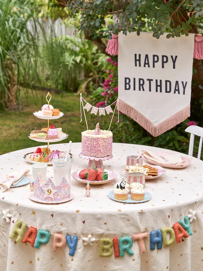 Happy birthday felt wool garland 