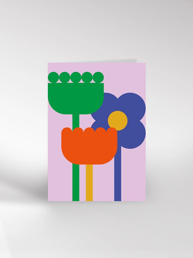 Greetings card with graphic flowers