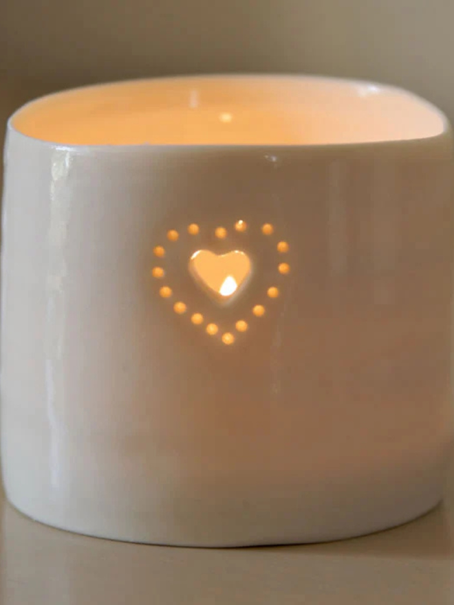 love heart mini porcelain tealight holder