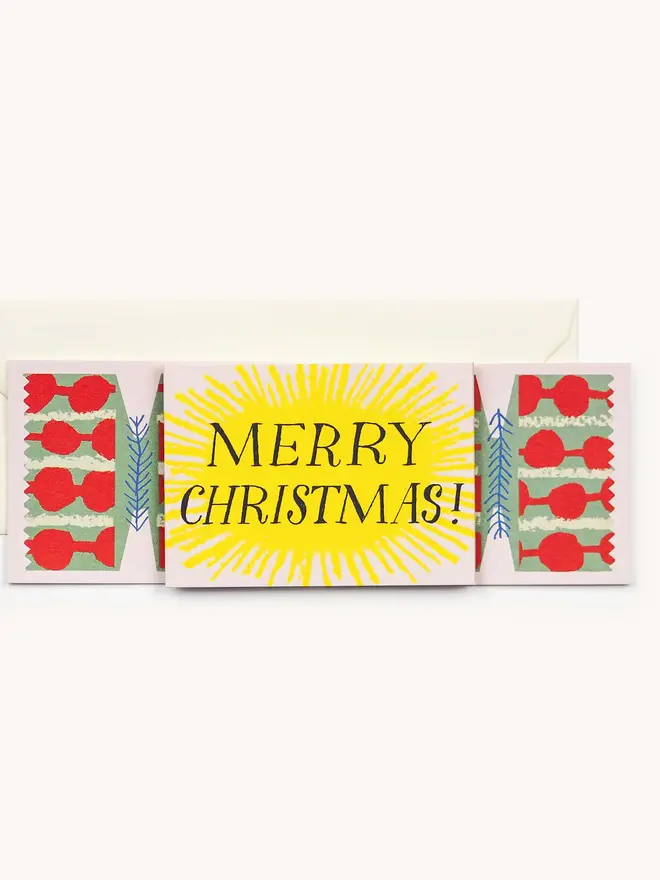 yellow christmas cracker card