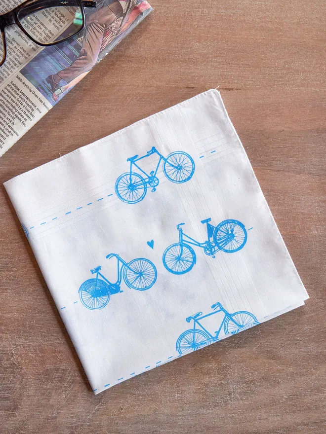 Blue bicycle love handkerchief