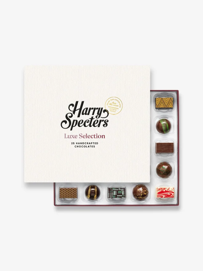 A box of 25 Christmas themed premium chocolates by Harry Specters