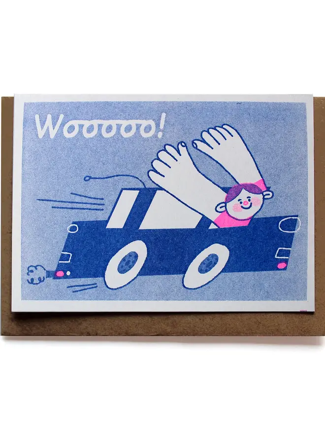 'Wooooo!' A6 Riso Greetings Card