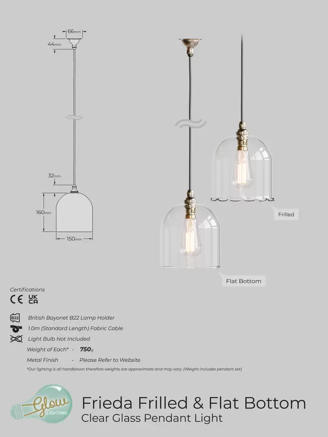 Frieda Pendant Light Specification Sheet