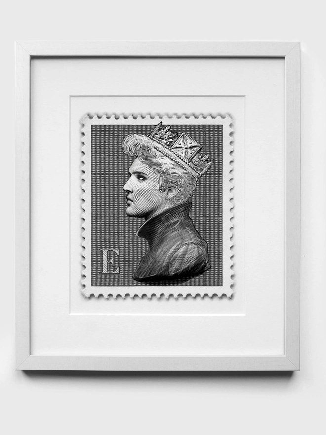 Limited Edition Elvis Monochrome Stamp - White Frame