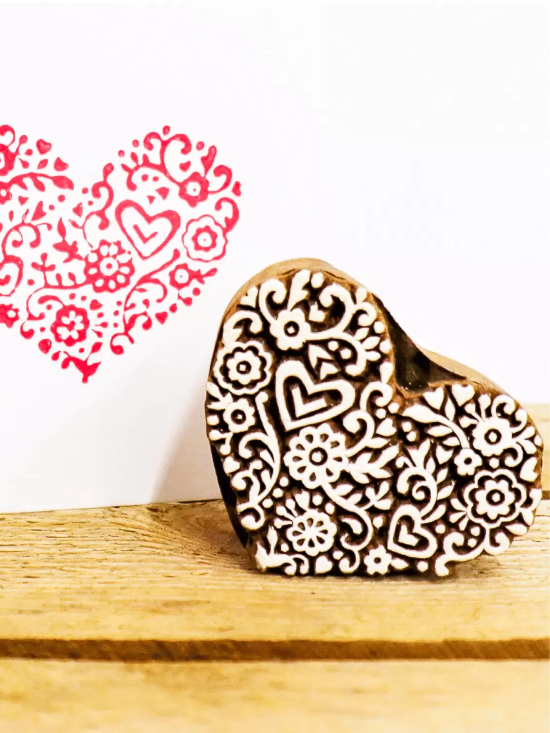 Indian Wooden Printing Block in Intricate Heart design for Valentines Gift