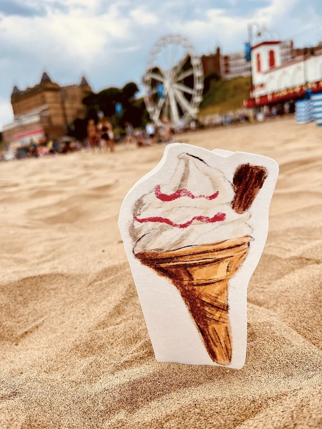 Ice Cream Cone Seaside Card 