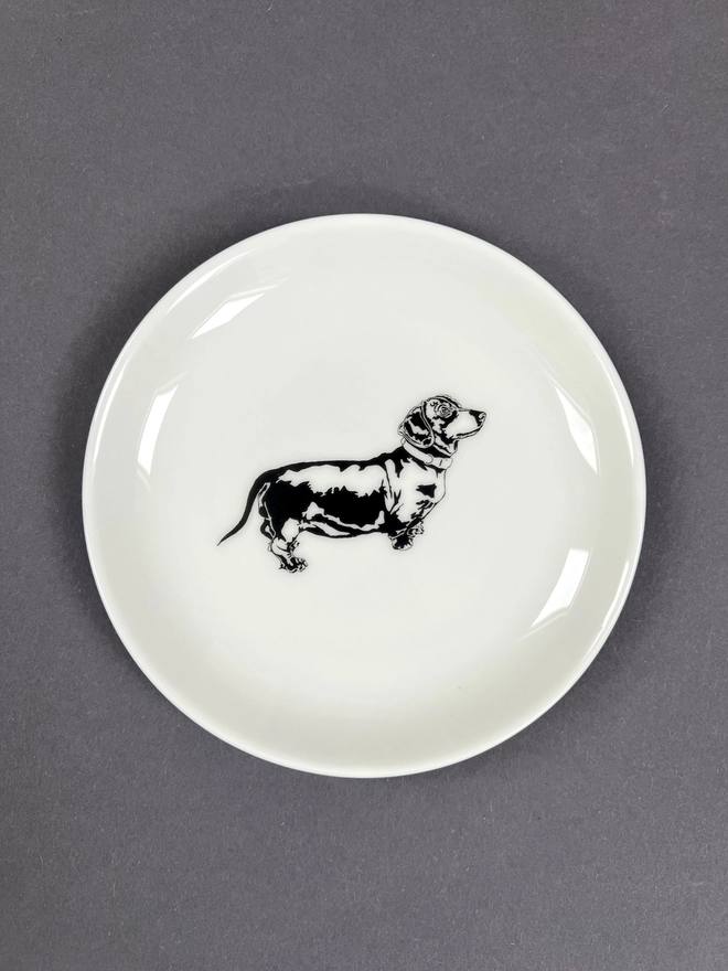 Round Sausage dog trinket tray