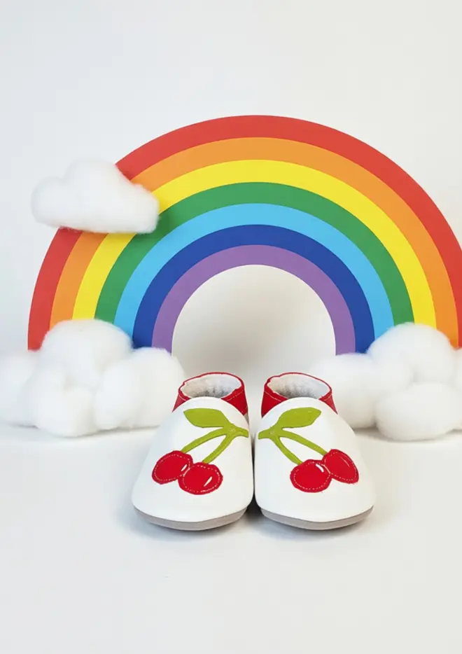 cherries inch blue shoe