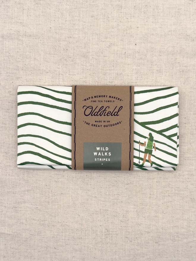 Walking Stripes Tea Towel Folded Front