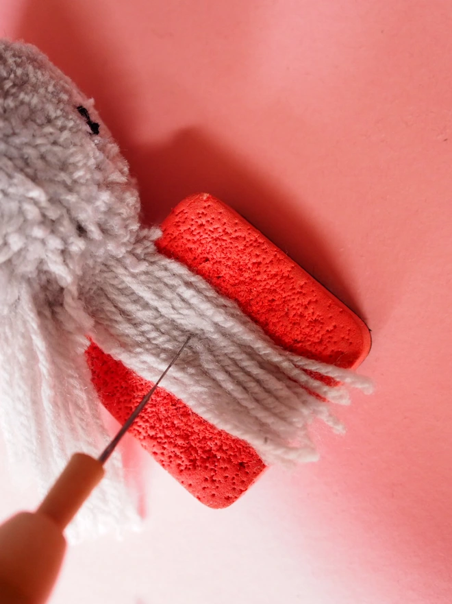 Felting the Rabbit ears from the kit