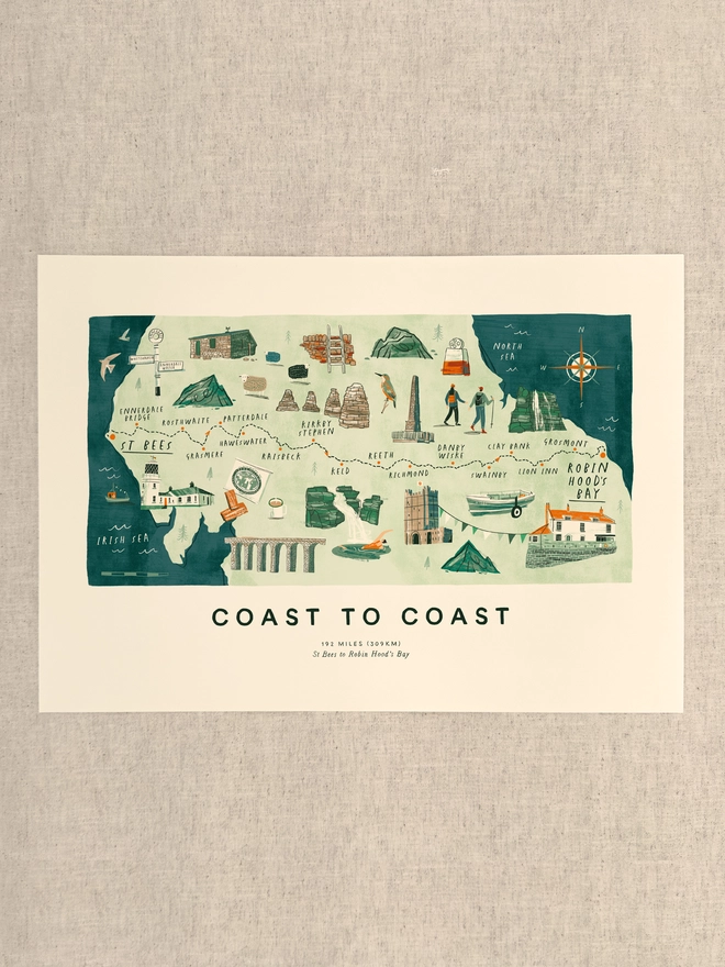 Coast to Coast Map print, unframed, against a neutral background
