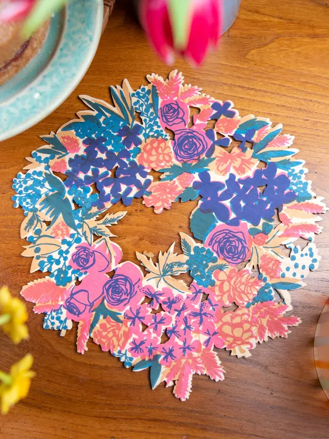 floral wooden wreath