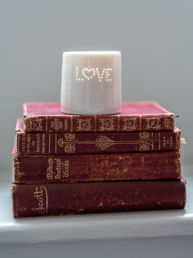  love heart mini porcelain tealight holder