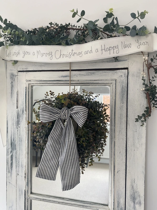 Mantlepiece Personalised Embroidered Felt Christmas Ribbon