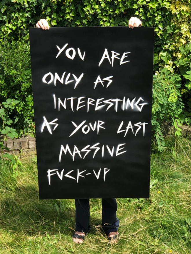 'Last Massive Fuck Up' large spray painted piece. 