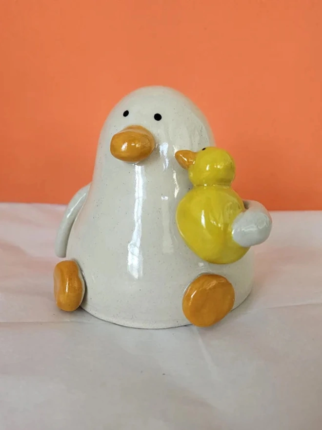 Val With The Pal Duck Ceramic Sculpture