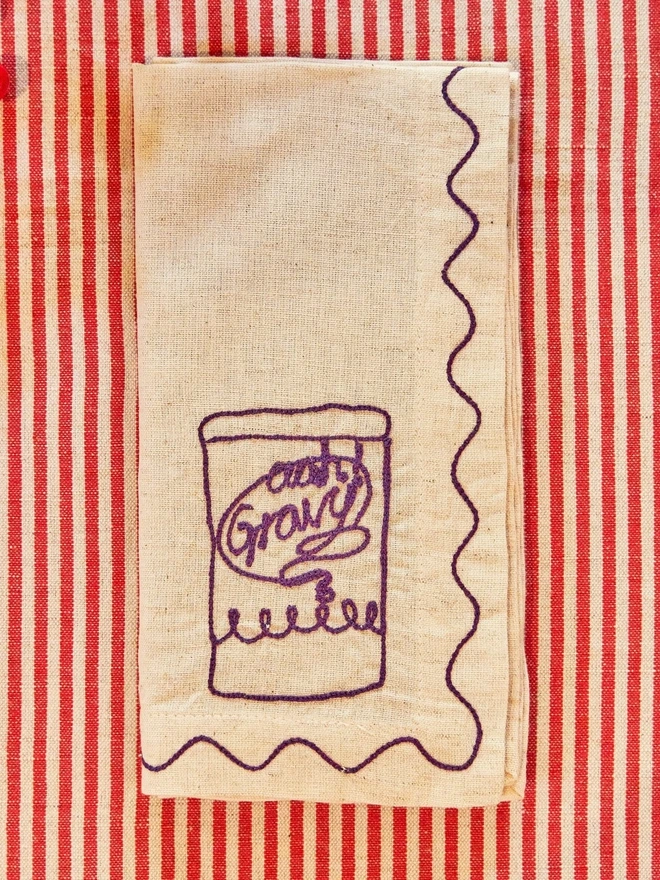 Embroidered Gravy napkin