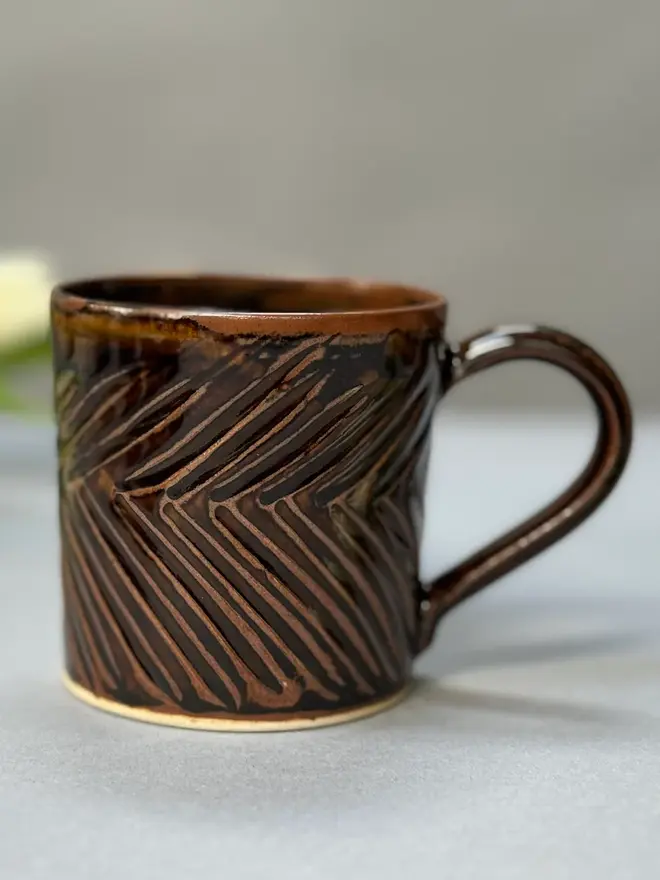 Wheel Thrown Stoneware Chevron Mug 