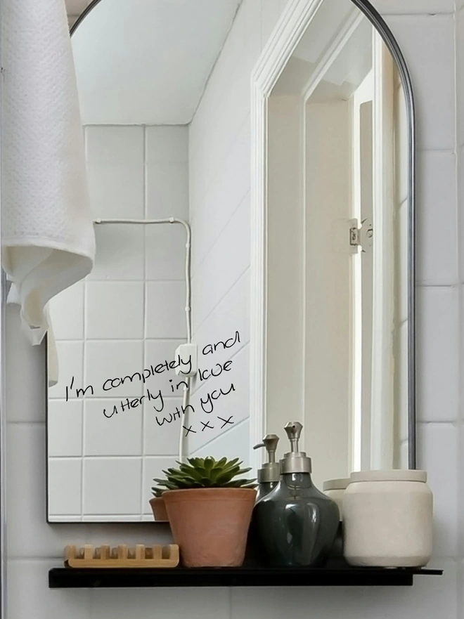 handwritten personalised mirror sticker