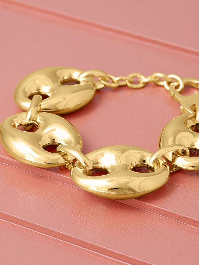 XL Gold Anchor Mariner Chain Bracelet 