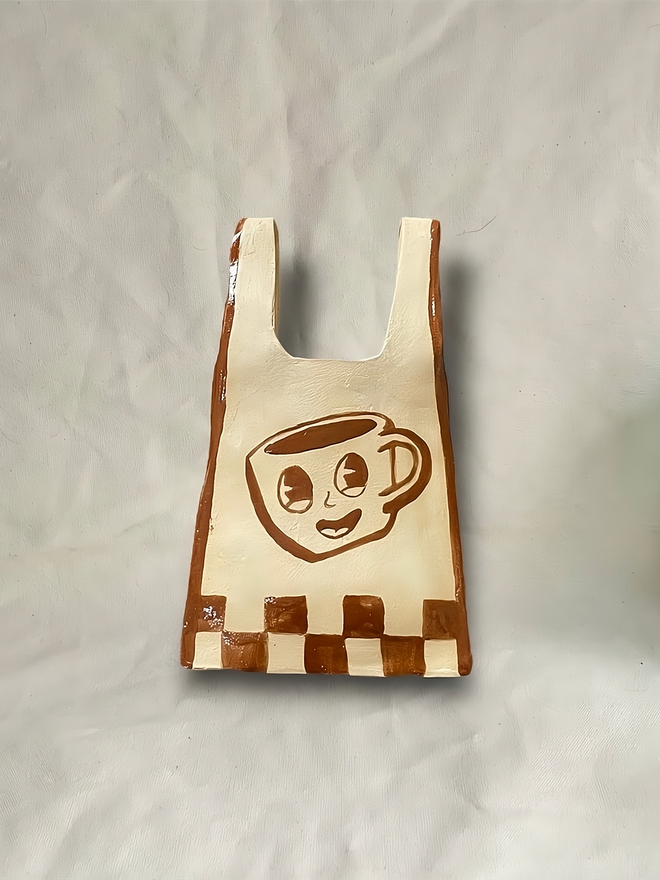 Ceramic Tote Bag, Coffee Cup Design