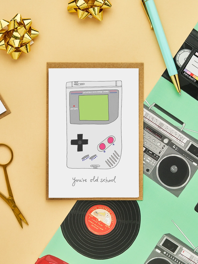 Retro Birthday Card Featuring a Game Boy