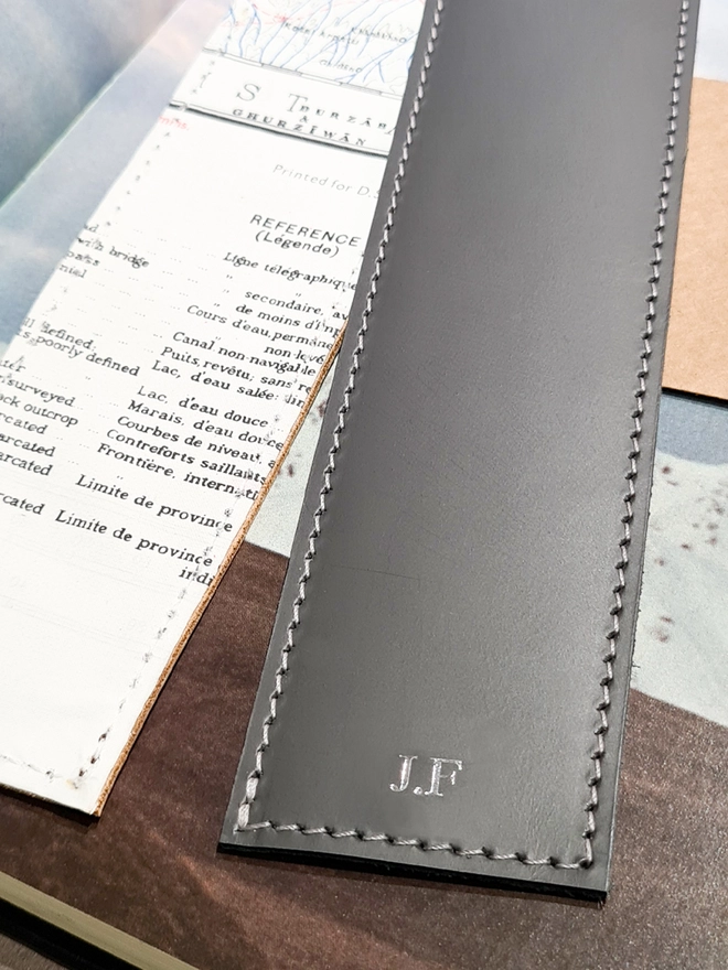 natthakur personalised grey leather war map bookmark