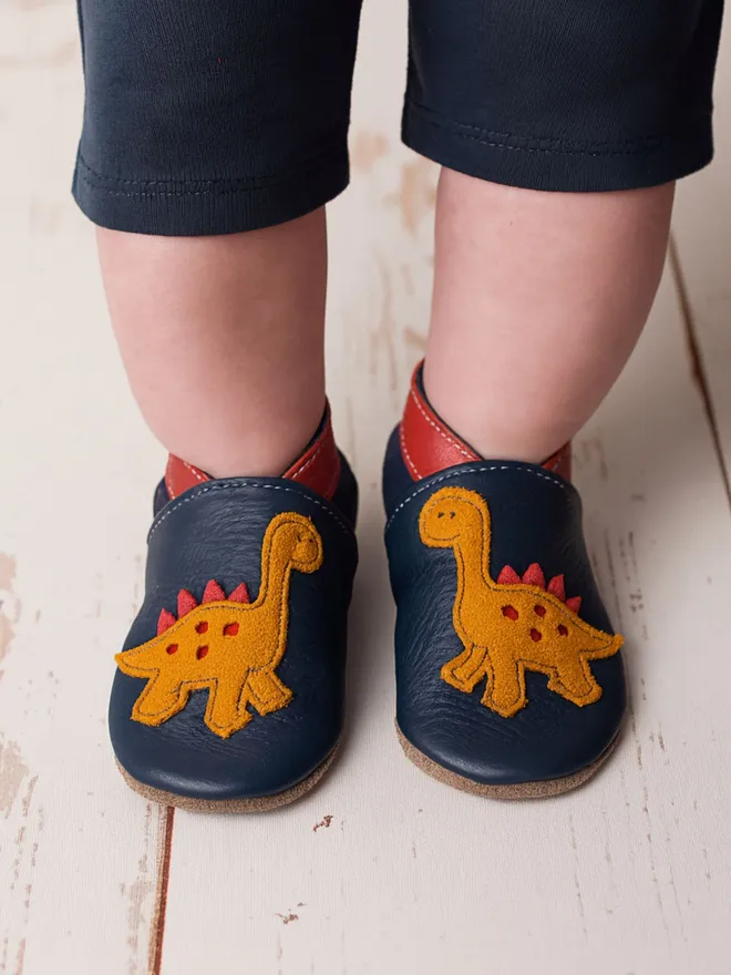 dinosaur navy baby shoes