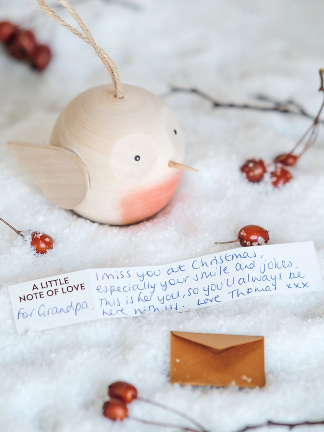 Wooden robin christmas tree decoration