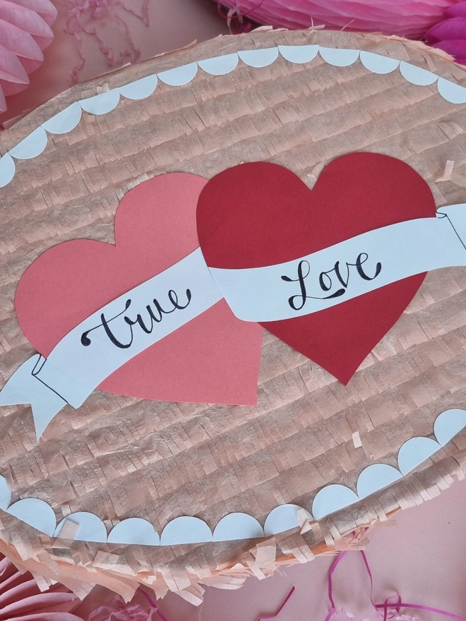 close up details of valentine pinata