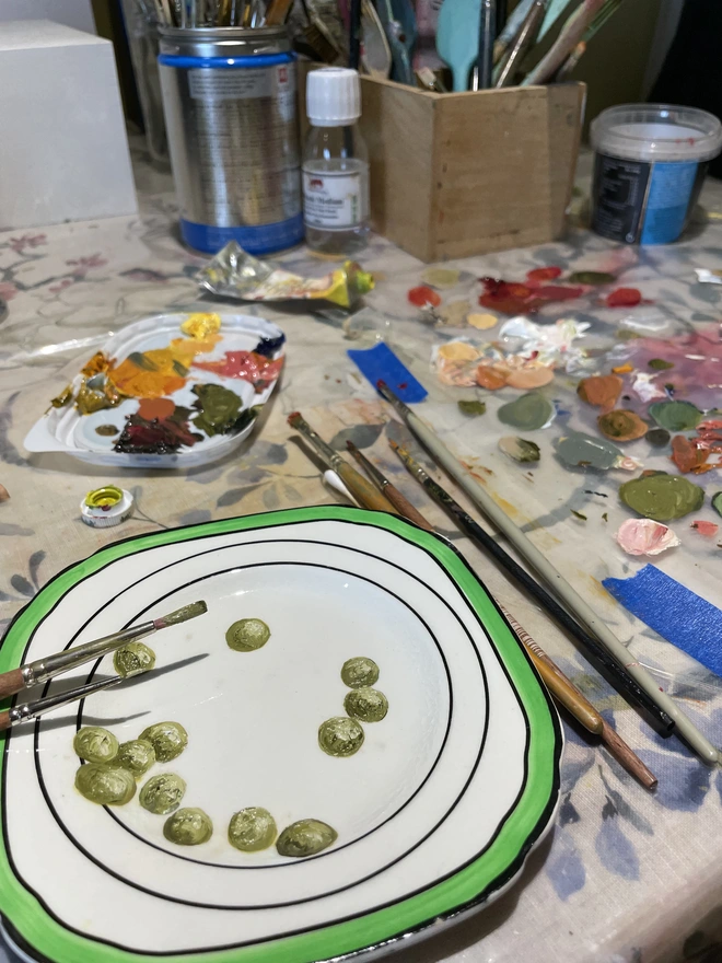 painting in the studio