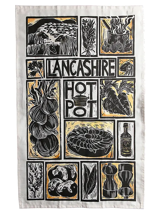 Lancashire Hot Pot Illustrated Recipe Tea Towel