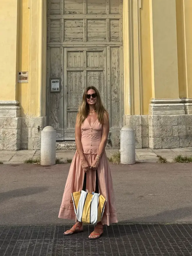 Butter Yellow Striped Contents Mini Tote Bag