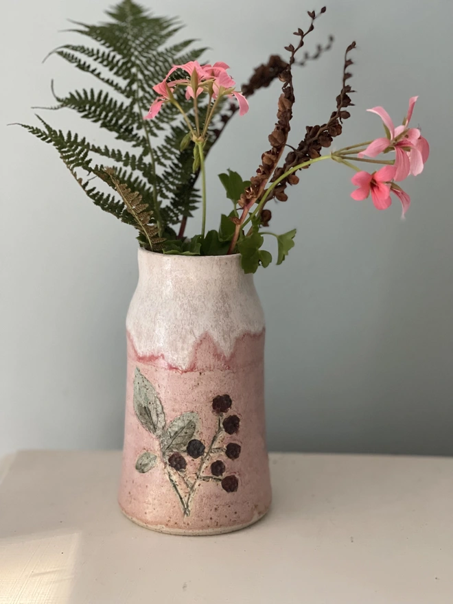 blackberry pottery vase