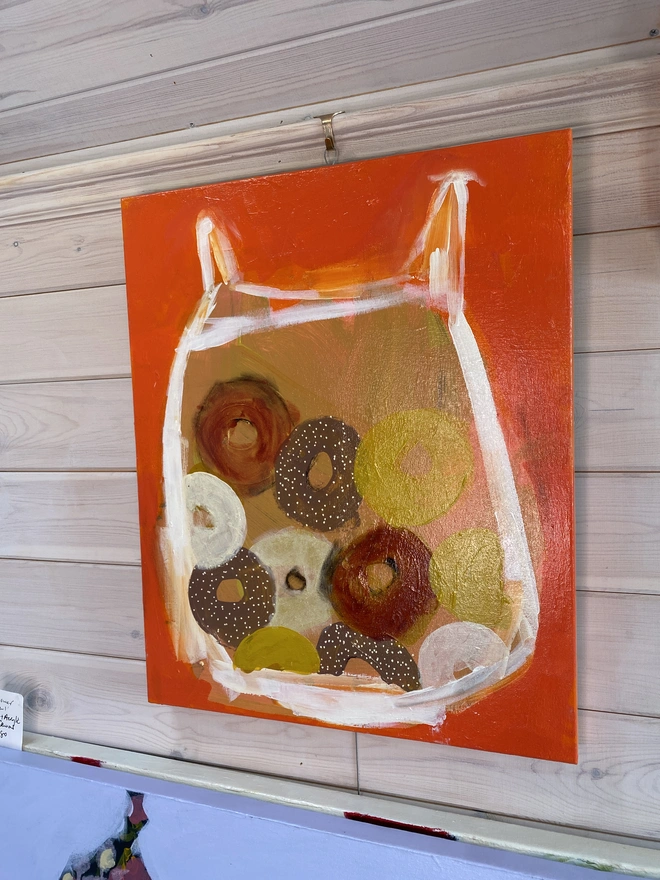 'Bag of Bagels'. Original Painting by Samantha Barnes